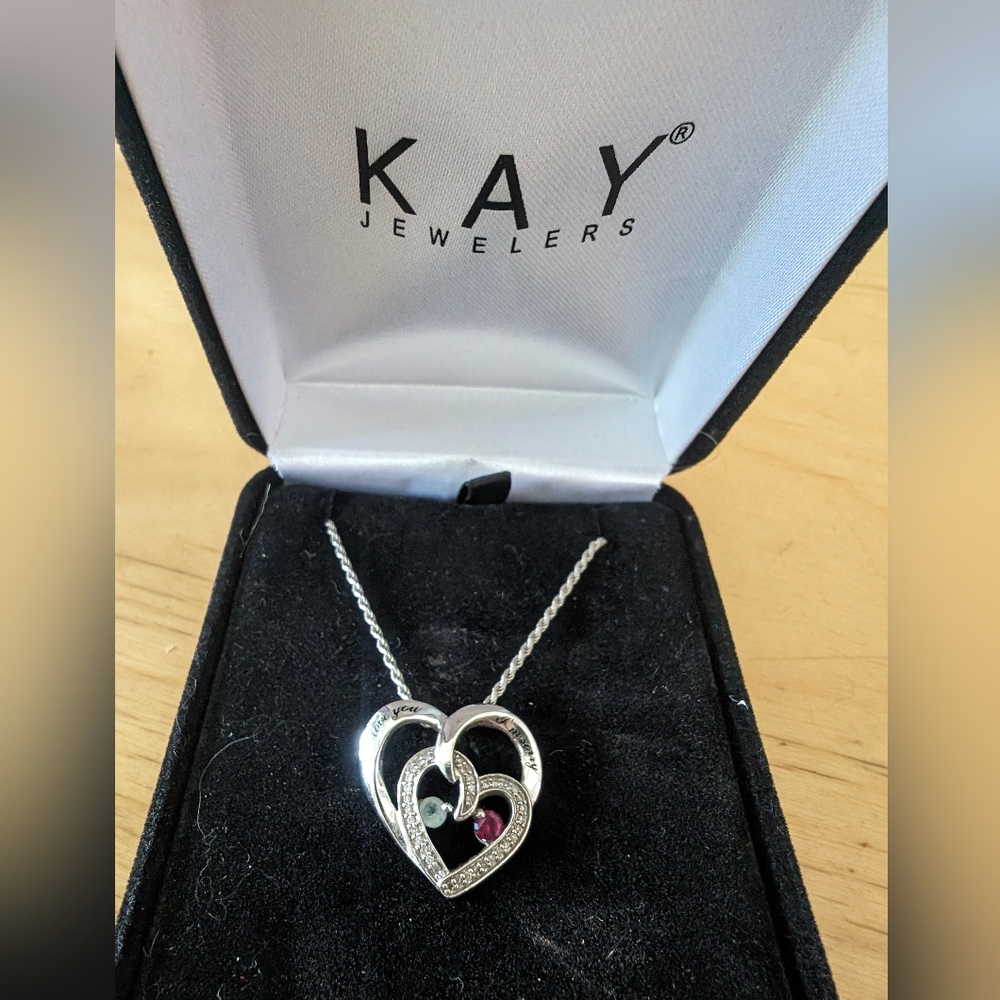 Kay Jewelers heart birthstone necklace Christmas gift  Engraved